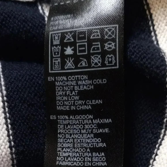 21 men Blue/White solid/ Striped blocking button down cardy Size M - Picture 6 of 11